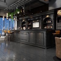 Comptoir de bar vintage en bois massif de style européen pour café, restaurants et magasins de thé au lait Comptoir de caisse incurvé en coin pour bar à eau