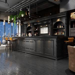 Comptoir de bar vintage en bois massif de style européen pour café, restaurants et magasins de thé au lait Comptoir de caisse incurvé en coin pour bar à eau - Product Image 4