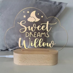 Personalized Cloud <b>Night</b> <b>Light</b> With Name Sofia Warm White <b>LED</b> USB Powered Tap Control For Kids Room Decorative Lamp - Product Image 3