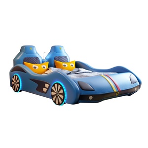 <span class=keywords><strong>Lit</strong></span> enfant garçon sur le thème des voitures avec barrières de sécurité, en bois massif, design cartoon, pour lits simples/doubles, pour les chambres d'adolescents - Product Image 5