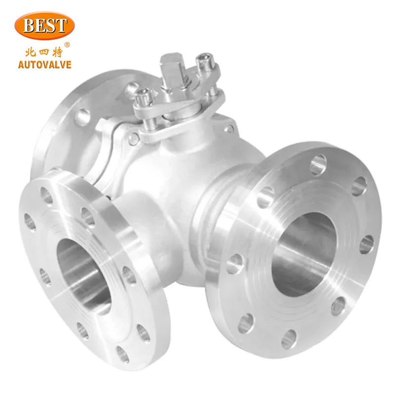 Q4232-B Three Way L Type Stainless Steel Flange Ball Valve