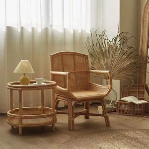 Rattan <b>Dining</b> <b>Chair</b> With Backrest Natural Black Color Adult Use Retro Design Home Decor - Product Image 2