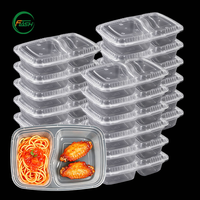 Boîte alimentaire jetable en PP durable à 4 compartiments, compatible micro-ondes, pour service de livraison de repas en restaurant