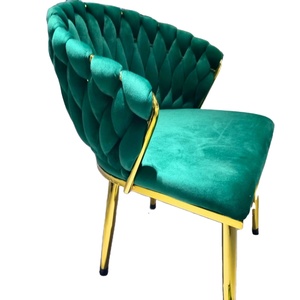 Venta al por mayor de artículos para el hogar, sillas de terciopelo para sala de estar, chaise de respaldo alto con pata dorada, sillas de cafetería - Product Image 1