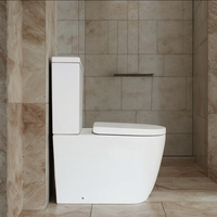 WC à Poser en Céramique Blanc avec Chasse Double Vortex Sans Bride, Toilette Lavante Deux Pièces pour Salle de Bain