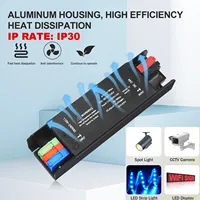 Adaptateur d'alimentation pour bande LED ultra-mince, AC110v-220v vers DC12v/24v, pour éclairage intérieur, câblage instantané sans outil