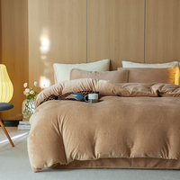 Housse de couette en velours de lait doux, ensemble gaufré épaissi 4 pièces, ensemble de literie 4-en-1 100% polyester, ensemble de literie chaude