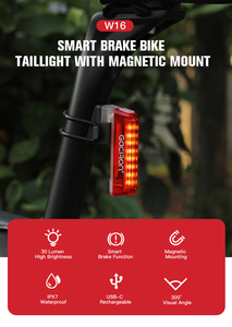 Gaciron Magnético IPX4 Inteligente Ciclo Luz Traseira Bicicleta Indução Automática Montagem 30 Lumen Led Bicicleta Freio Tail Lights - Product Image 2