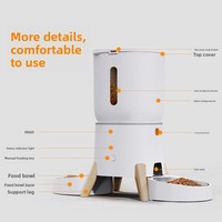 Distributeur automatique intelligent pour animaux de compagnie en acier inoxydable 5L, contrôle par application, machine d'alimentation à distance, double bol, pour chat et chien