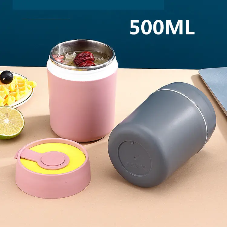 Vacuüm Geïsoleerde Rvs Food Jar Met Handvat Thermische Opslag Container Voor Reizen Maaltijden