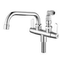 Robinet de bar moderne tout en cuivre et laiton, à montage sur comptoir, 2-en-1, eau froide uniquement, rotatif, un entrée-deux sorties