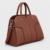 Tas bahu pegangan atas kulit asli tas tangan wanita terstruktur tas wanita kantor dompet komuter elegan OEM ODM produsen kustom