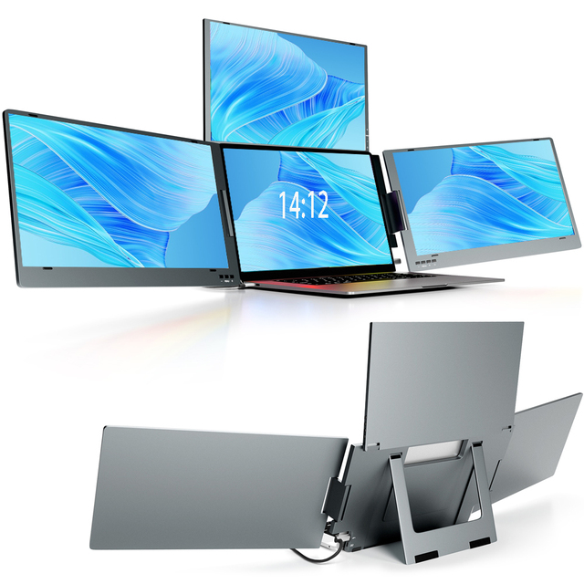 Four-screen 14-inch Portable Monitor for Laptops, 1080p IPS Designed Specifically for Business Use on Laptops