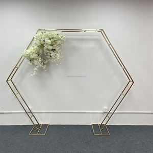 Nuevo Arco de Boda Metálico Ecológico Marca FJ, Dimensiones de 2.5cm, Barras <span class=keywords><strong>Paralelas</strong></span> Geométricas, Estante Hexagonal, Fondo Mori - Product Image 1