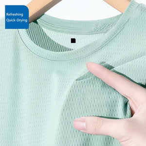 Chemise en polyester à manches courtes en maille 180g Nouveau t-shirt ample à col rond à séchage rapide pour hommes - Product Image 1