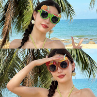 Lunettes Hawaïennes Amusantes pour Fêtes : Ballon de Plage, Cocotier, Flamant Rose, Perroquet, Crème Glacée, Fleur, Verre à Vin