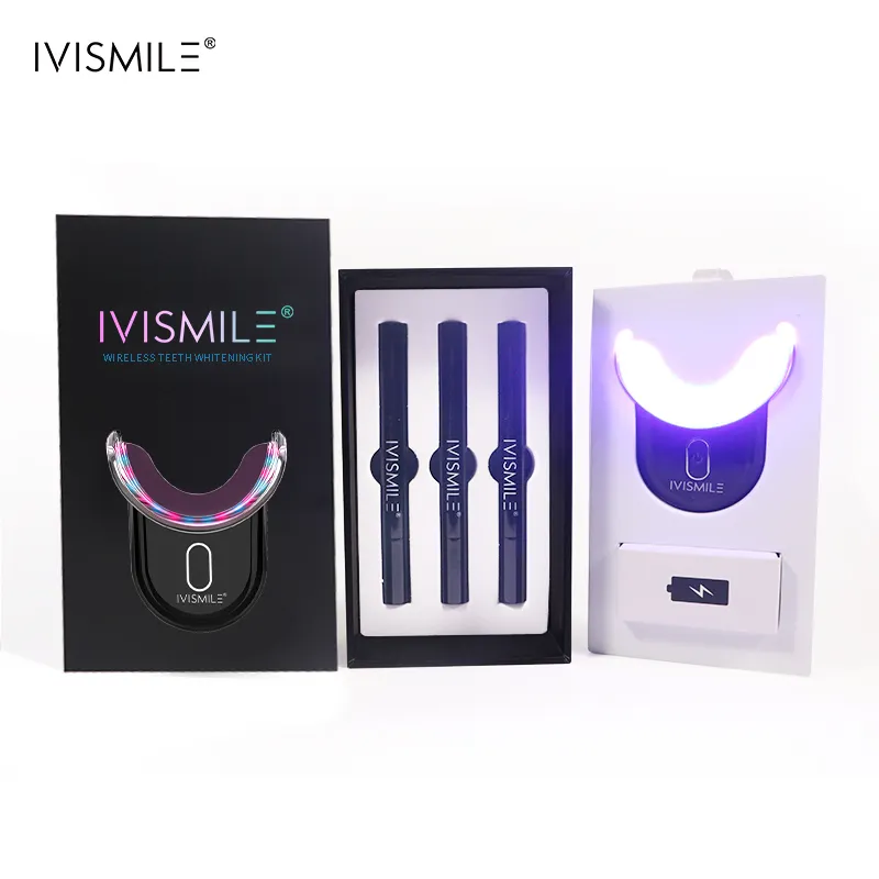 IVISMILE оптовая продажа наборы для отбеливания зубов настраиваемый логотип со светодиодной лампой 35% CP HP гель