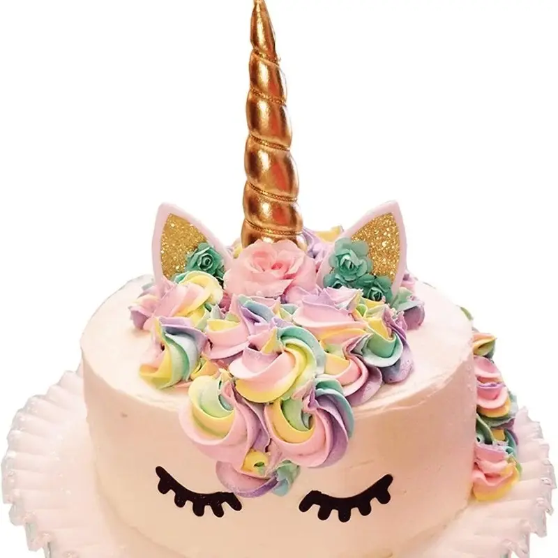 फ़ैक्टरी मूल्य जन्मदिन की पार्टी आपूर्ति सजावट लड़कियों के कार्टून पशु पलकें यूनिकॉर्न केक टॉपर