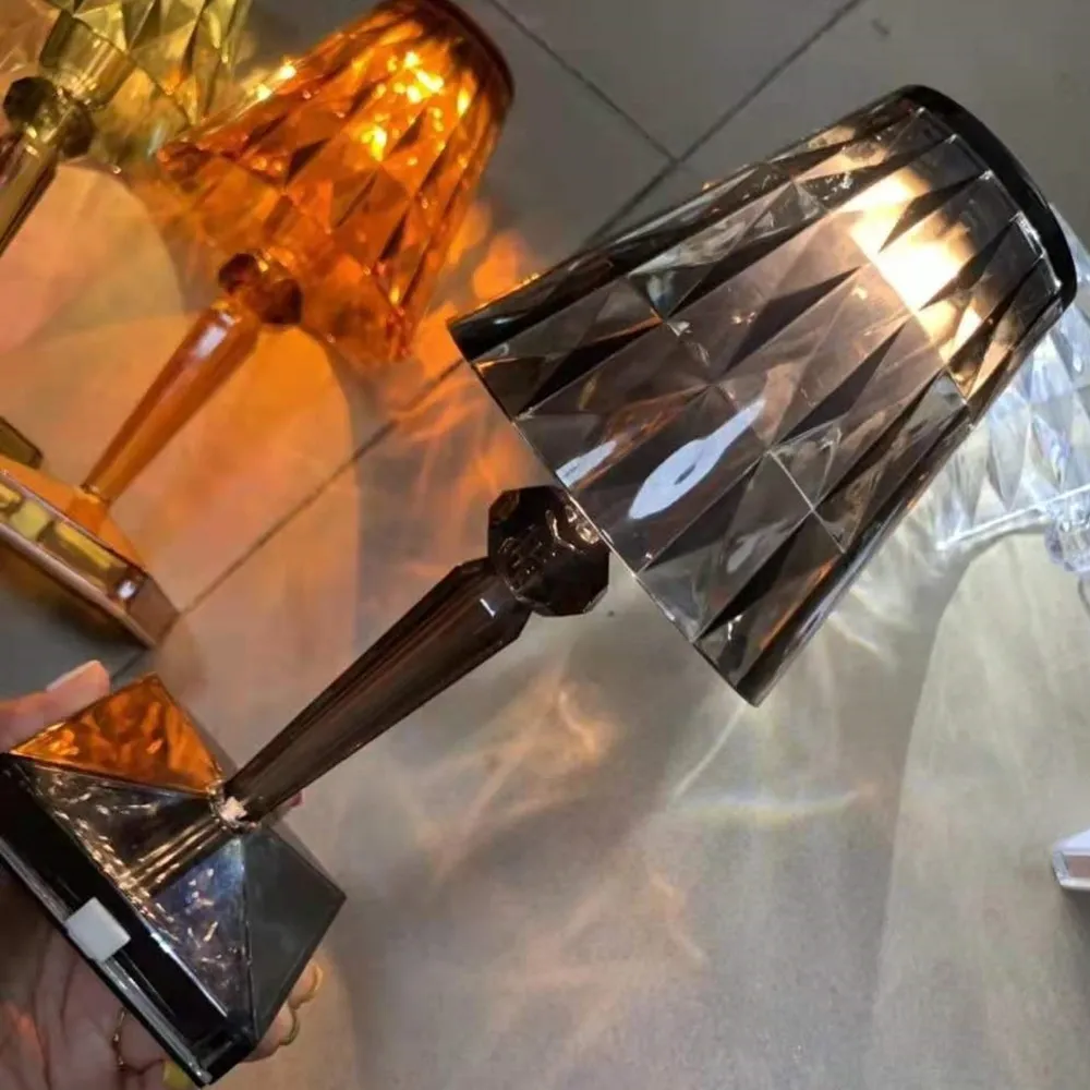 Jiayunxin — lampe de table en cristal noire, lampe sans fil, rechargeable par USB, modèle en diamant