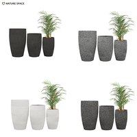 Pot & Vas Bunga Modern Serat Kaca Bergaris Batu Simulasi untuk Penggunaan Taman Luar Ruangan/Dalam Ruangan
