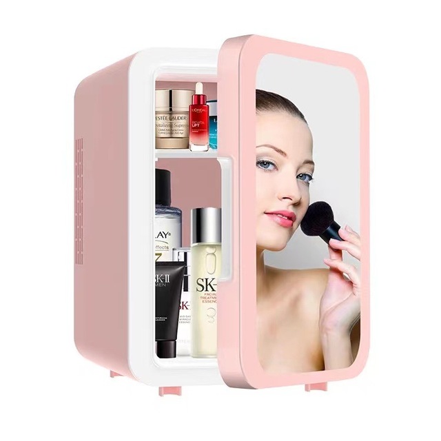 5L Car 12v Small Portable Mini Mirror Glass Door Desktop Fridge Cosmetic Makeup Skin Care Beauty Refrigerator for Bedroom