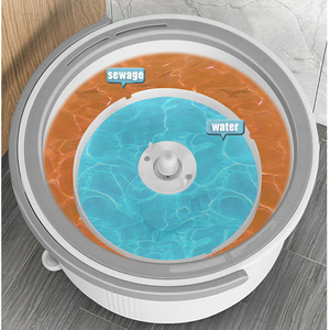 Fregona pequeña blanca mágica Turbo Spin telescópica de forma redonda manos libres con separación de aguas residuales y cubo escurridor - Product Image 2