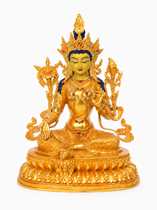 Statue <span class=keywords><strong>d</strong></span>'<span class=keywords><strong>ange</strong></span> Tara verte moderne faite à la main, sculpture bouddhiste tibétaine en laiton doré avec auréole pour temple, autel, <span class=keywords><strong>d</strong></span>écoration intérieure - Product Image 1
