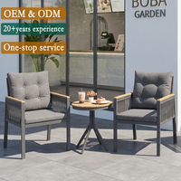 Ensemble de chaises de salle à manger en WPC tressé avec cadre en aluminium, style populaire, imperméable, pour projets extérieurs
