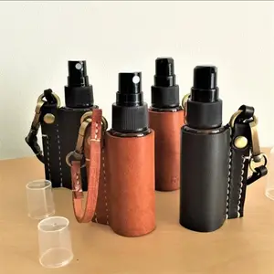 Porte-clés en cuir PU pour vaporisateur, étui à gel pour les mains, porte-bouteille de désinfectant personnel