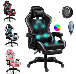 Chaise de jeu NZ avec haut-parleur + LED RGB en option, chaise de bureau de massage musical ergonomique de haute qualité