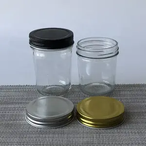 8oz 12oz 16oz 32oz Regular half pint wide mouth canning food glass mason jar with lid