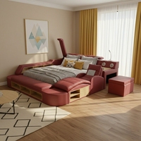 Lit intelligent multifonctionnel créatif avec bureau informatique intégré, lit de chambre réglable, grand espace de rangement, lit avec fauteuil de massage, lit sécurisé