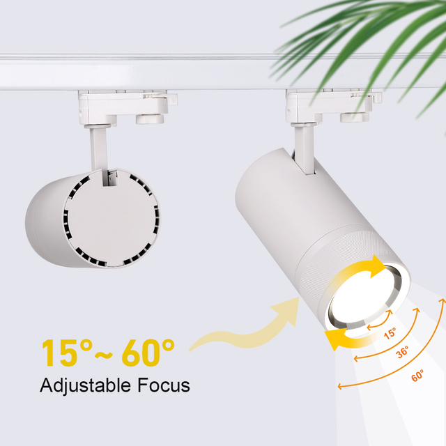 LED Light Track 40 Watt AC230V Focusable LED Track Lighting CRI80 CRI90 2700K Dimmable Zoom Track Light LED Spotlight 15w