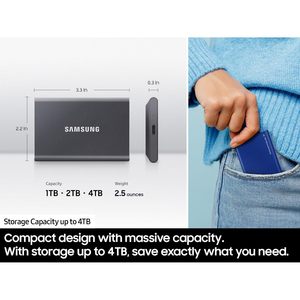 Unidad de Estado Sólido Portátil Samsung T7 de 4 TB, Unidad Externa USB 3.2 Gen 2 para Juegos, Mac, PC, Teléfono Inteligente, Tableta - Product Image 4