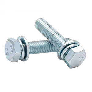 Vis à tête hexagonale en acier au carbone zingué avec rondelle à ressort et rondelle plate, ensemble de vis combinées, vente en gros - Product Image 3