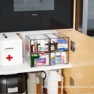 Kotak Penyimpanan Tipe Laci Transparan, Dapat Ditumpuk, dan Dapat Disesuaikan untuk Alat Tulis, Kopi, Kosmetik, dan Perlengkapan Meja - Product Image 4