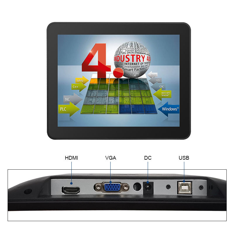 9.7 Inch IPS1024*768 Ip65 Panel Touch/non-touch VESA Wall Mount Plastic case Industrial Lcd Monitor
