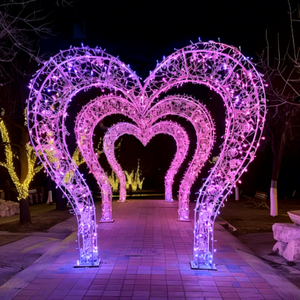 Illuminated Heart Shape <b>Light</b> for Turning Christmas and Valentine Installations into Warm Romantic Nighttime Features - Product Image 1