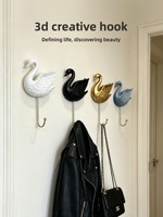 Crochet mural créatif en résine 3D en forme de cygne, sans perçage, haut de gamme ; Décoration murale et support de rangement pour la maison