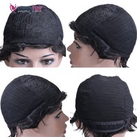 Perruques bon marché courtes ondulées pour femmes perruque coupe Pixie de cheveux humains Remy perruques courtes de cheveux humains faites à la machine sans dentelle brésilienne