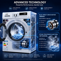 Lave-linge à chargement frontal 8 kg, moteur BLDC à entraînement direct, traitement à la vapeur, économie d'énergie, lave-linge automatique, usine OEM ODM