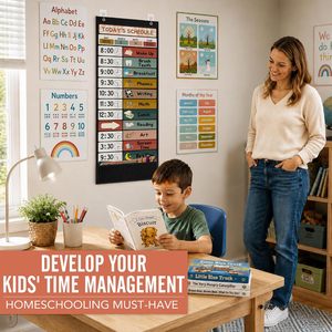 แผนภูมิตารางเวลาประจำวันแบบพกพา ขนาด 24x21 นิ้ว สีดำ การจัดการเวลาแบบมองเห็นได้ การ์ดลบเขียนได้แบบแห้ง ใช้ซ้ำได้ สำหรับเด็ก การวางแผนการเรียน - Product Image 4