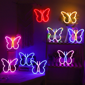 Bán buôn tùy chỉnh linh hoạt <span class=keywords><strong>Led</strong></span> Neon đèn Đảng trang trí bướm hình dạng lấp lánh sáng PVC và nhựa cơ thể - Product Image 2