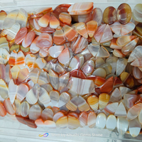 Batu Permata Agate Oranye Bergaris Alami yang Indah untuk Kerajinan Perhiasan Grosir Iridesensi 20-45mm 8-12g.