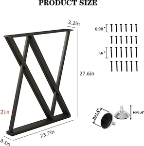 Pieds de banc en acier inoxydable noirs industriels modernes Nouveaux pieds de table en forme de X 2 ensembles pour chambre salon salle à manger facile - Product Image 2