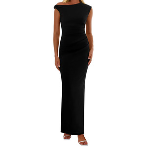 Abito Lungo da Donna Personalizzato 2026 Estivo Formale Senza Maniche Monospalla Aderente con Dettaglio Arricciato in Tulle per <span class=keywords><strong>Invitata</strong></span> a <span class=keywords><strong>Matrimonio</strong></span> o Cocktail Sexy - Product Image 1
