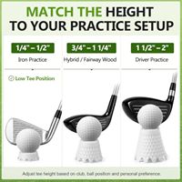 Tees de simulateur de golf à 8 hauteurs fixes pour tapis de golf, pour entraînement en intérieur et rangement compact. Entraînement et configuration du swing.