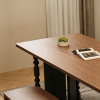 Table à manger vintage française du milieu du siècle en bois massif - Table à manger rectangulaire en frêne blanc pour la maison, le salon