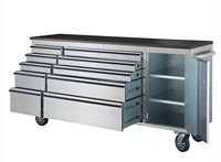 Chariot d'atelier mobile industriel en gros, 10 tiroirs, dessus en acier inoxydable, armoire à outils robuste avec roulettes puissantes
