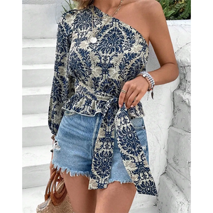 Robe d'été décontractée à imprimé floral pour femme, col en V, manches courtes, coupe trapèze, mini, ample, en mousseline respirante, tissée – Nouvelle collection en promotion usine - Product Image 3
